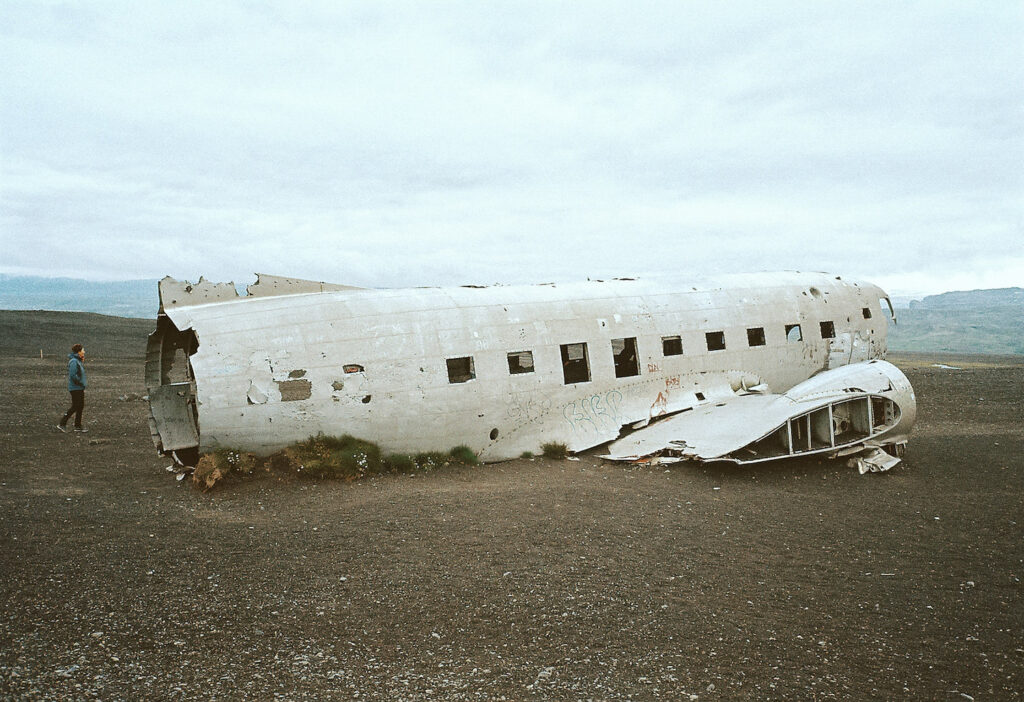 Crashed DC plane explored during our anniversary celebration in Iceland. 