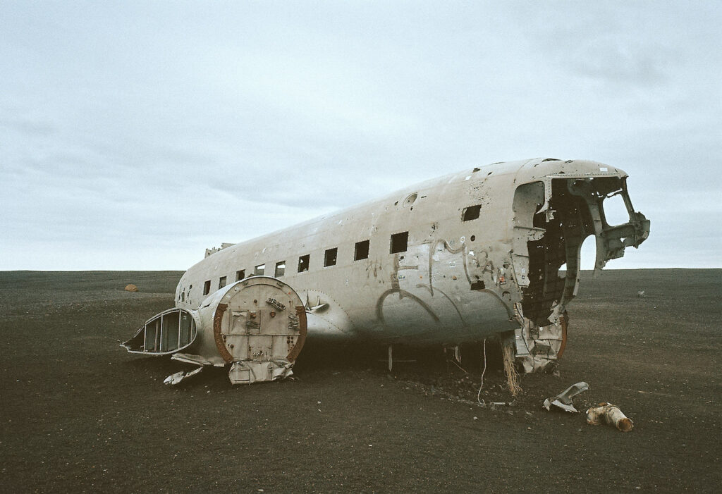 Crashed DC plane found while hiking Iceland during our romantic anniversary celebration.
