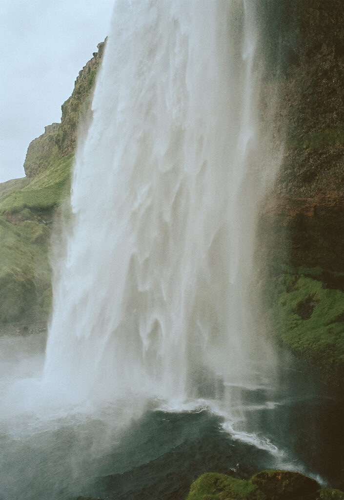 Water falling into the reservoir in Iceland. 