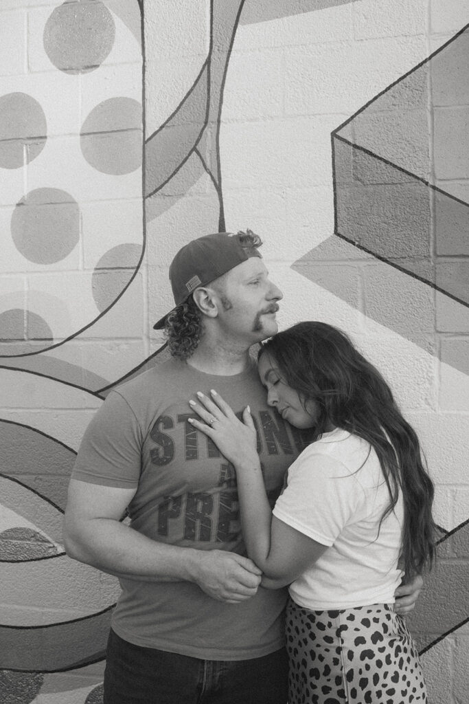 Radiant & Edgy Wall Mural Engagement Photos at The Bond Events Wedding Venue in York, PA 