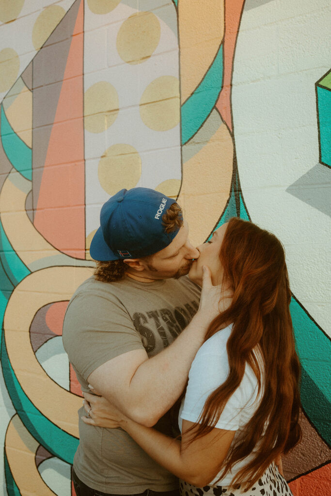 Radiant & Edgy Wall Mural Engagement Photos at The Bond Events Wedding Venue in York, PA 