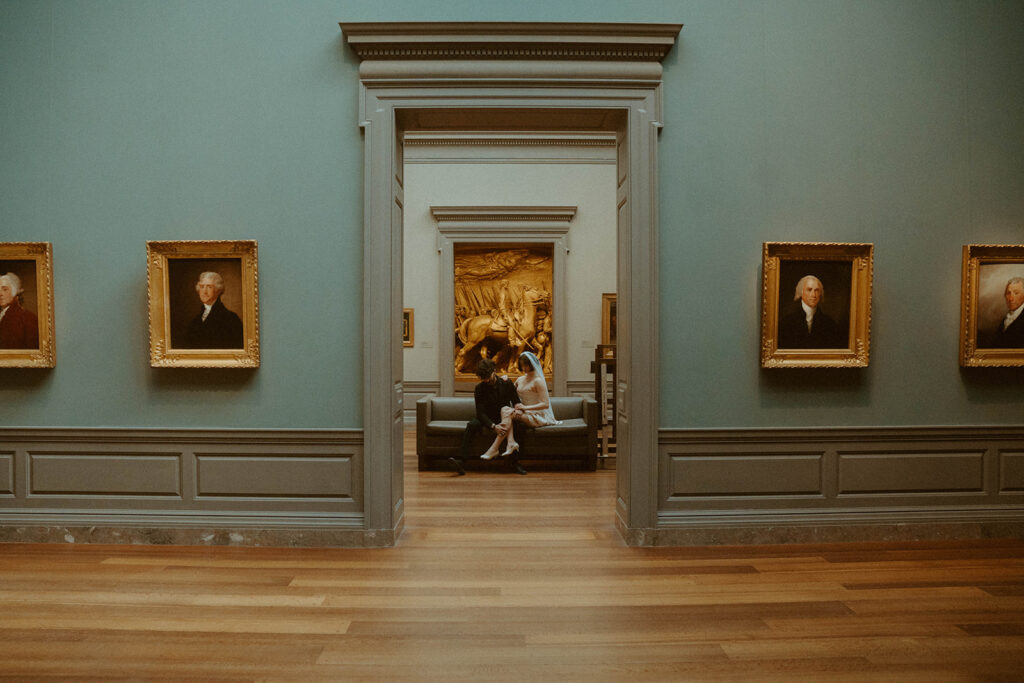 National Gallery of Art Elopement Photoshoot by Rachel Bond Photo: an edgy wedding photographer