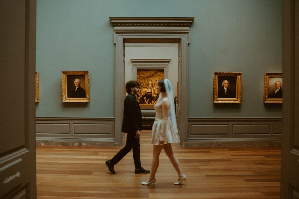 National Gallery of Art Elopement Photoshoot by Rachel Bond Photo: an edgy wedding photographer