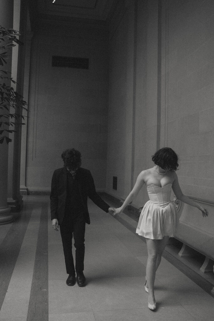 National Gallery of Art Elopement Photoshoot by Rachel Bond Photo: an edgy wedding photographer