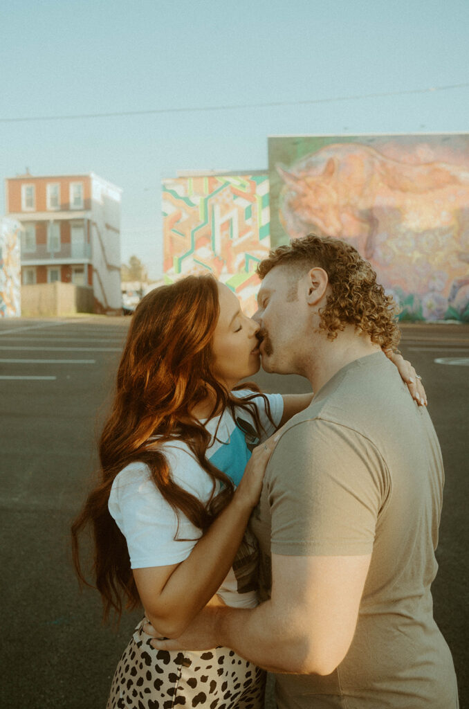 Radiant & Edgy Wall Mural Engagement Photos at The Bond Events Wedding Venue in York, PA 