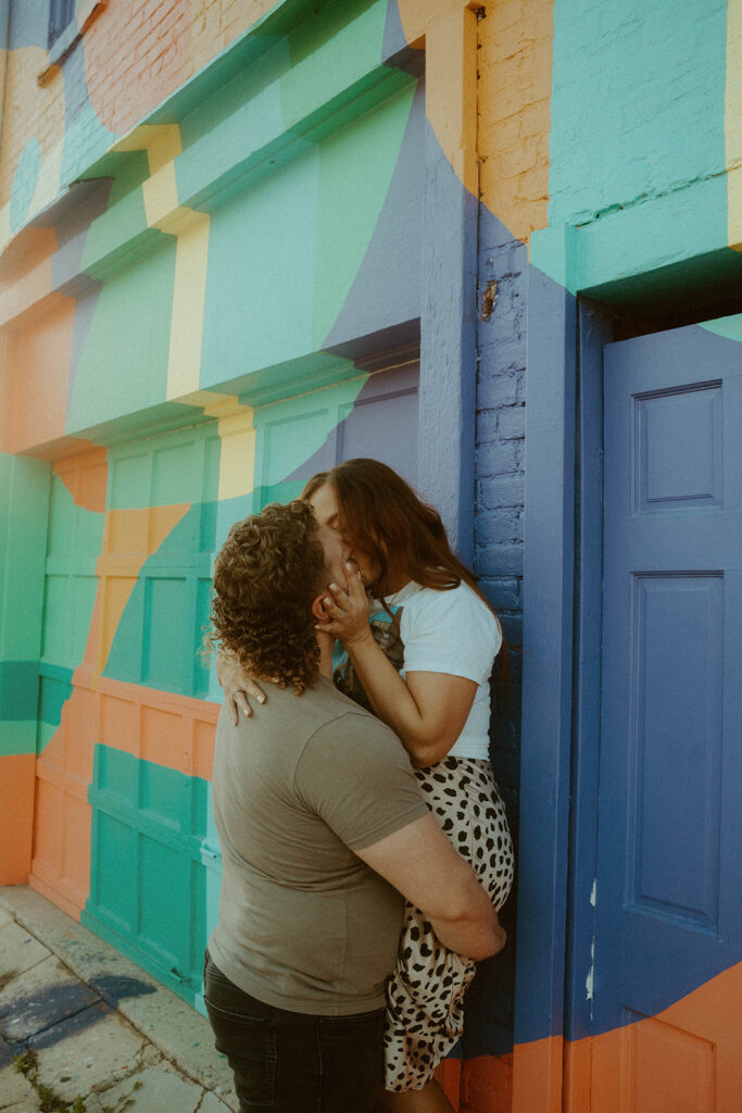 Radiant & Edgy Wall Mural Engagement Photos at The Bond Events Wedding Venue in York, PA 